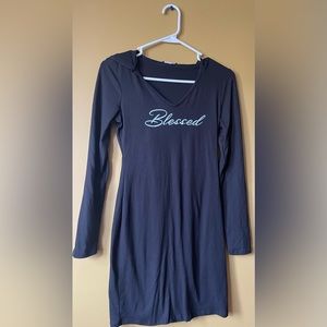 Black Feeling Blessed Hooded Mini Dress Size Small Brand New.